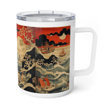 Polychrome Tapestry Elegance: Japanese Tapestry Insulated Coffee Mug