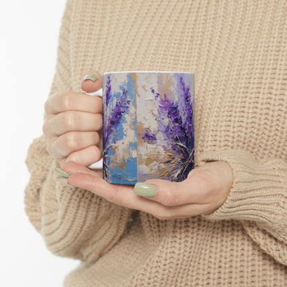 Vibrant Lavender Art on Ceramic Mug: A Floral Delight for Your Senses