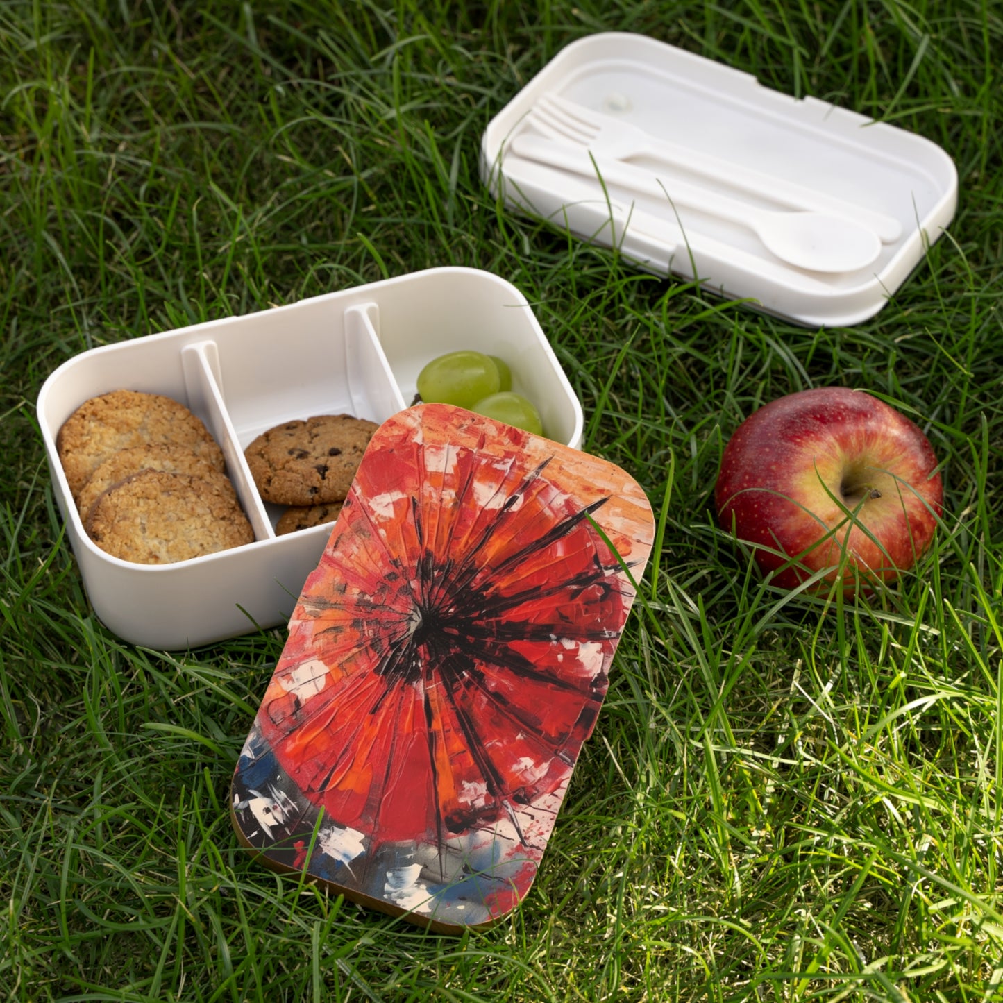 Abstract Japanese Umbrella Art Bento Box: Where Art and Practicality Meet