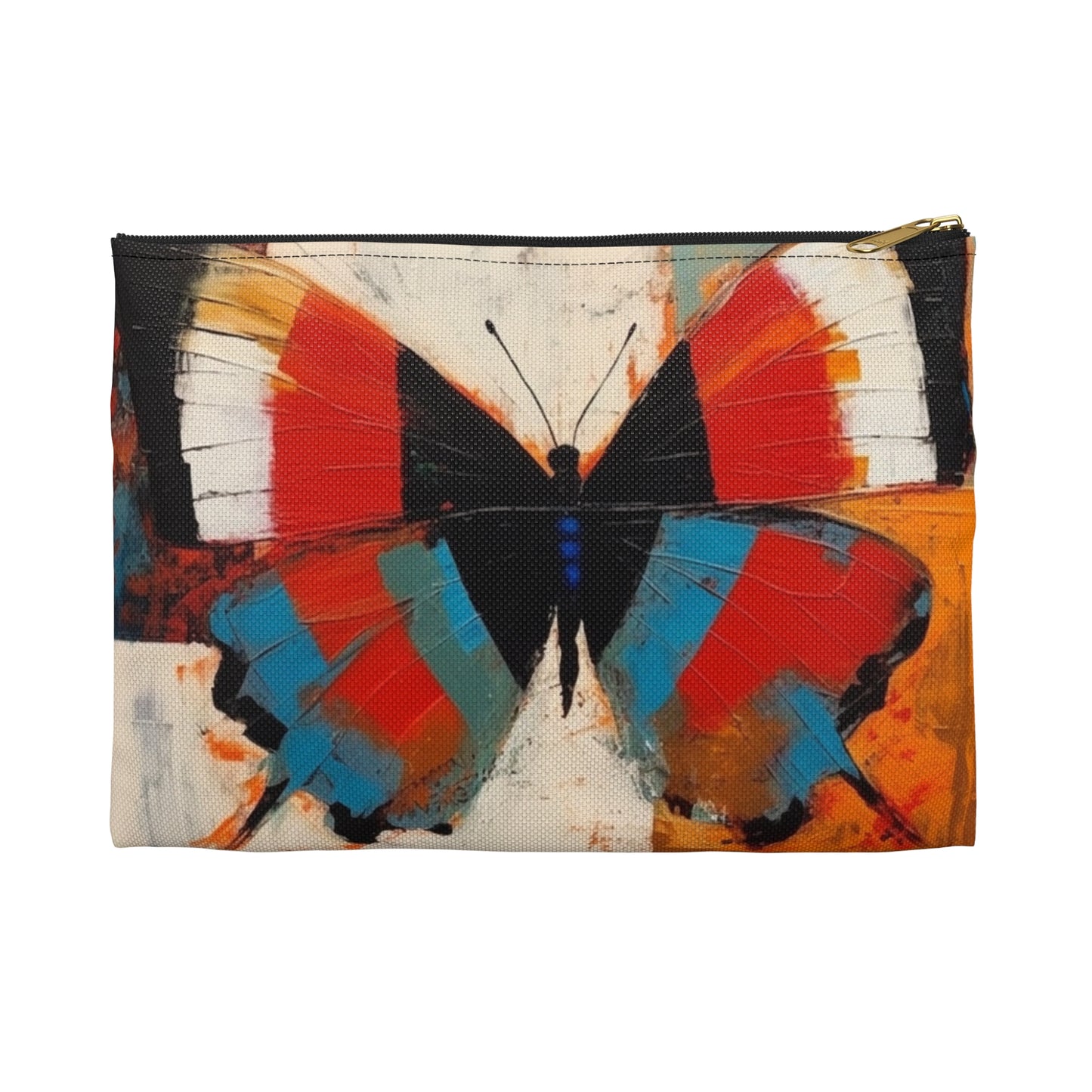 Bauhaus-Inspired Butterfly Symphony: Accessory Pouch with Vibrant Colors and Intricate Details