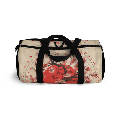 Nature's Brushstrokes: Duffel Bag Featuring Captivating Cherry Blossom Drawings