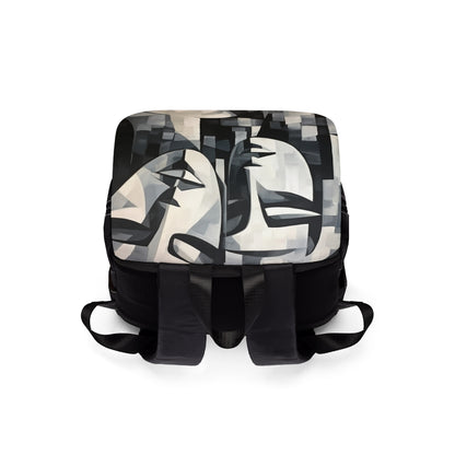 Abstract Oil Paint Unisex Casual Shoulder Backpack: Cubist Artistry in a Portable Masterpiece