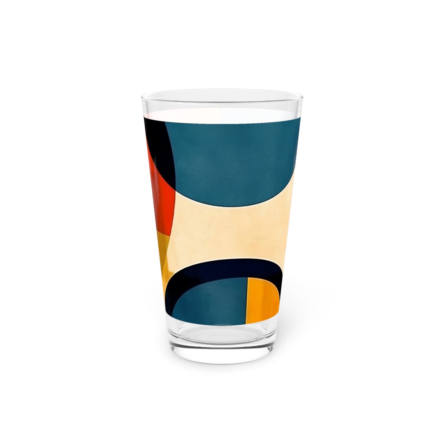 Geometric Wonders: Abstract Midcentury Modern Pint Glass for Art Lovers