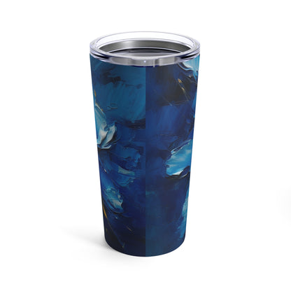 Abstract Wallpaper Tumbler: Immersive Floral Beauty with Blue Orchid Motif