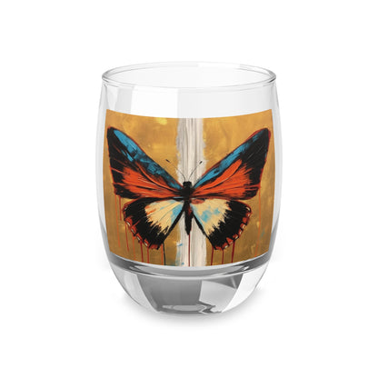 Whiskey Glass with Bauhaus Butterfly: A Fusion of Art and Nature