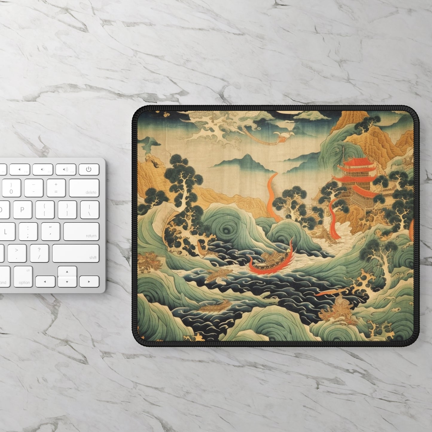 Harmony of the Elements: Japanese Tapestry-Inspired Gaming Mouse Pad