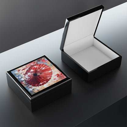 Abstract Japanese Umbrella Painting Jewelry Box: Unleashing Artistic Beauty