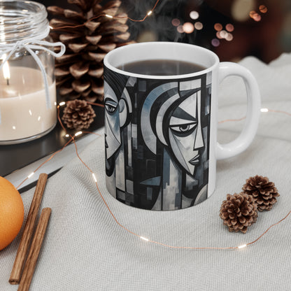 Cubist Paintings Ceramic Mug: Captivating Brush Strokes