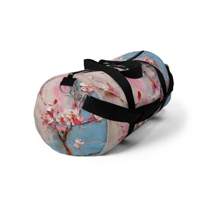 Abstract Backgrounds Duffel Bag: Tranquil Hues and Cherry Blossom Charm