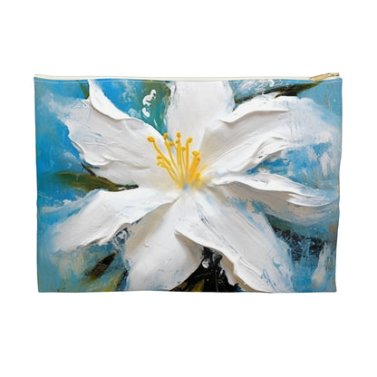 Ethereal Elegance: Accessory Pouch featuring an Abstract Oil Painting of Jasmine