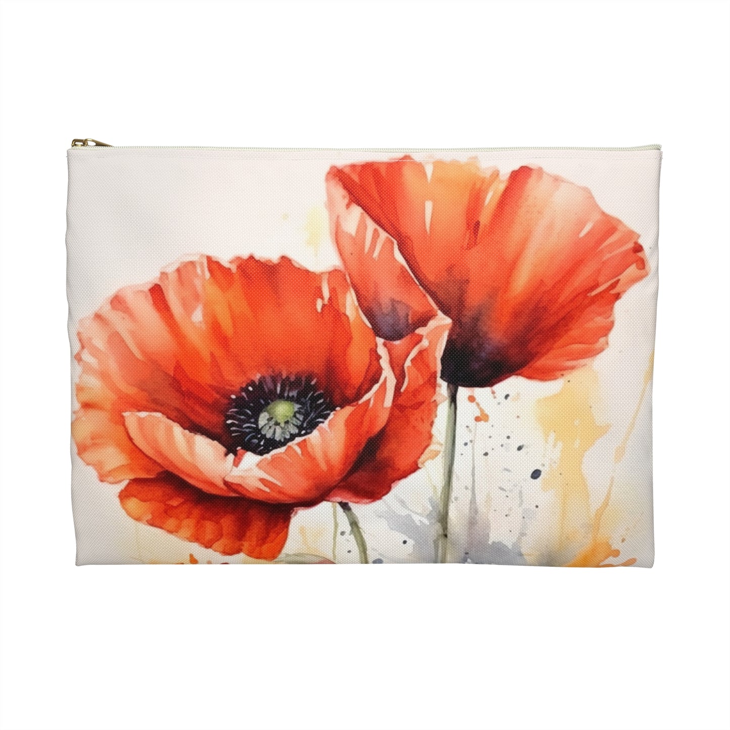 Whimsical Poppy Flower Watercolor Accessory Pouch: An Artistic Delight