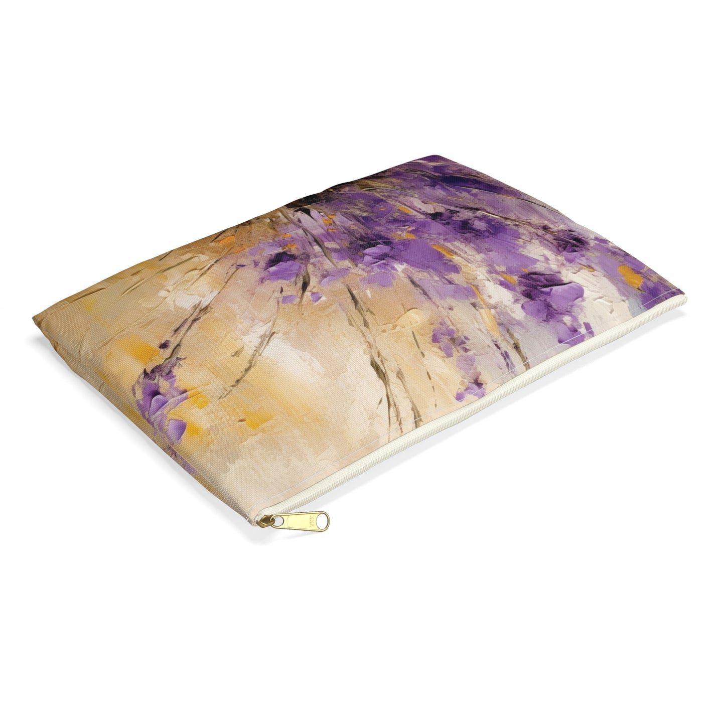 Expressive Lavender Drawing on Accessory Pouch: A Symphony of Colors and Petals