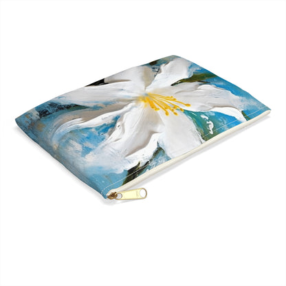 Ethereal Elegance: Accessory Pouch featuring an Abstract Oil Painting of Jasmine