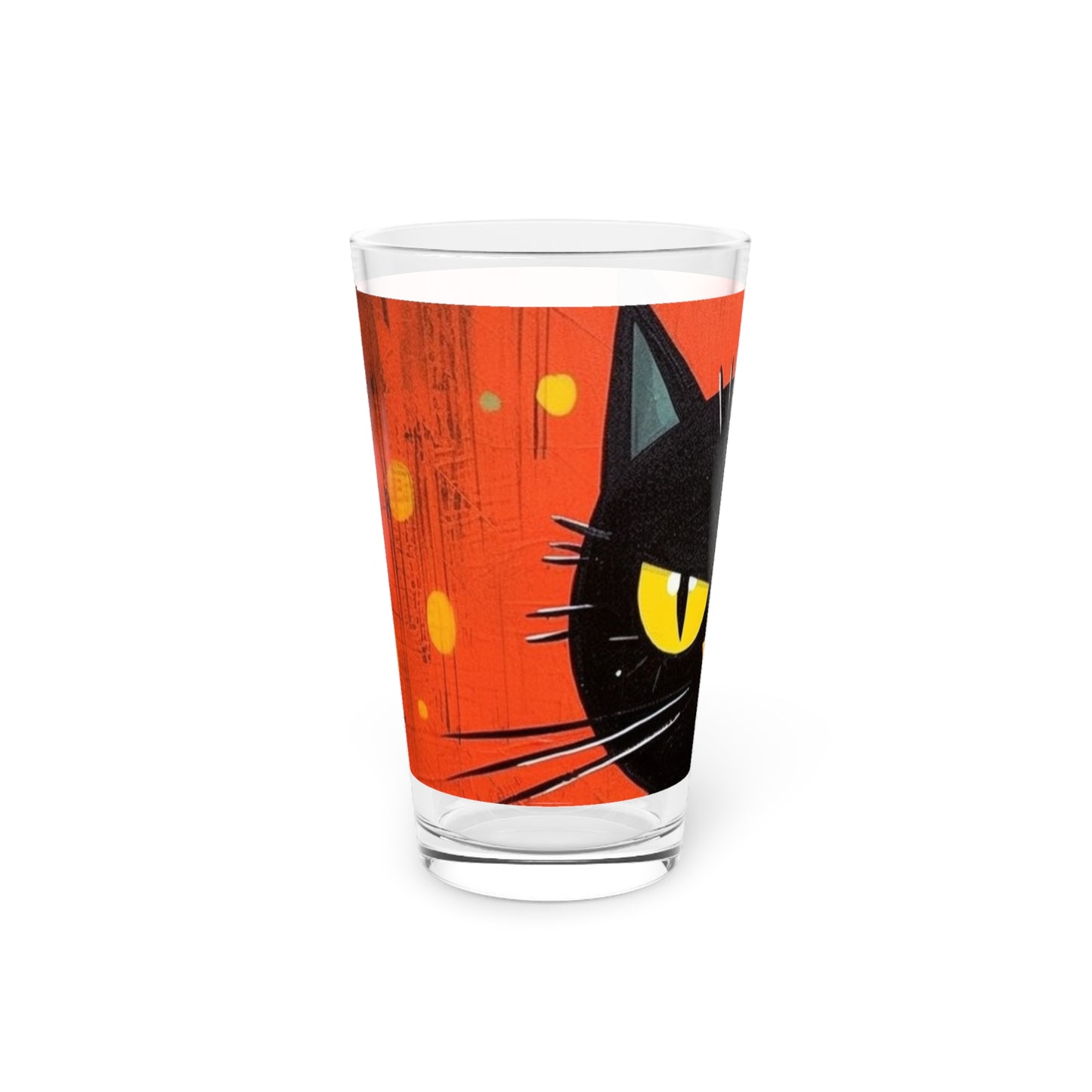 Fashionably Retro Feline: Midcentury Modern Pint Glass with a Vintage Cat-Inspired Flair