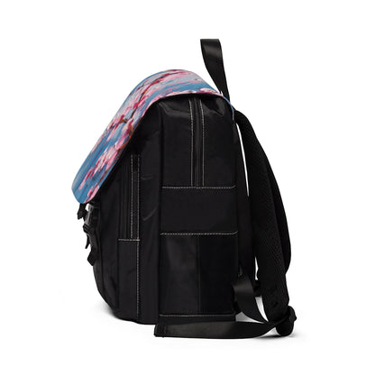 Unisex Casual Shoulder Backpack with Abstract Cherry Blossom Drawing: Embrace the Serenity