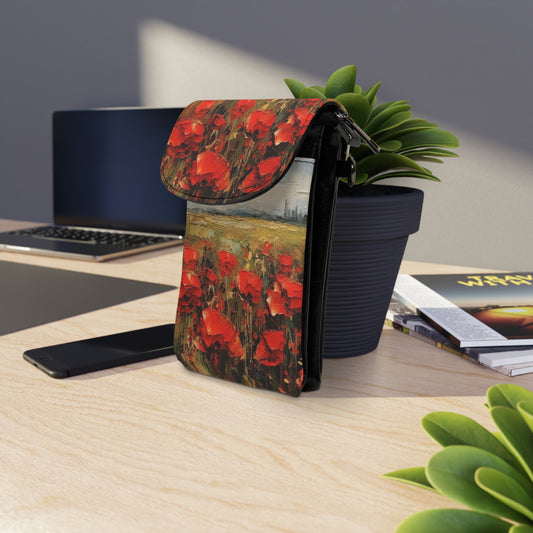 Abstract Poppy Fields: Small Cell Phone Wallet for Artistic Inspiration