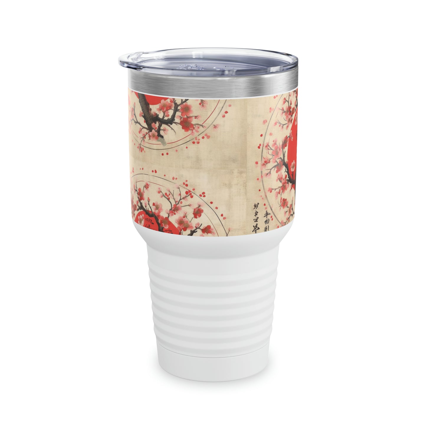 Blossom Brushstrokes: Ringneck Tumbler Featuring Captivating Cherry Blossom Artistry