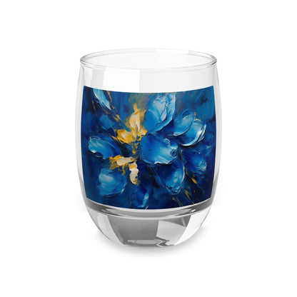 Abstract Wallpaper Whiskey Glass: Immersive Floral Beauty with Blue Orchid Motif