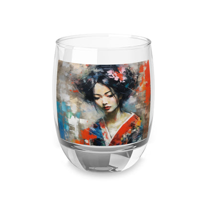 Whiskey Glass with Geisha Art: Sip in Style with Japanese Artistic Flair