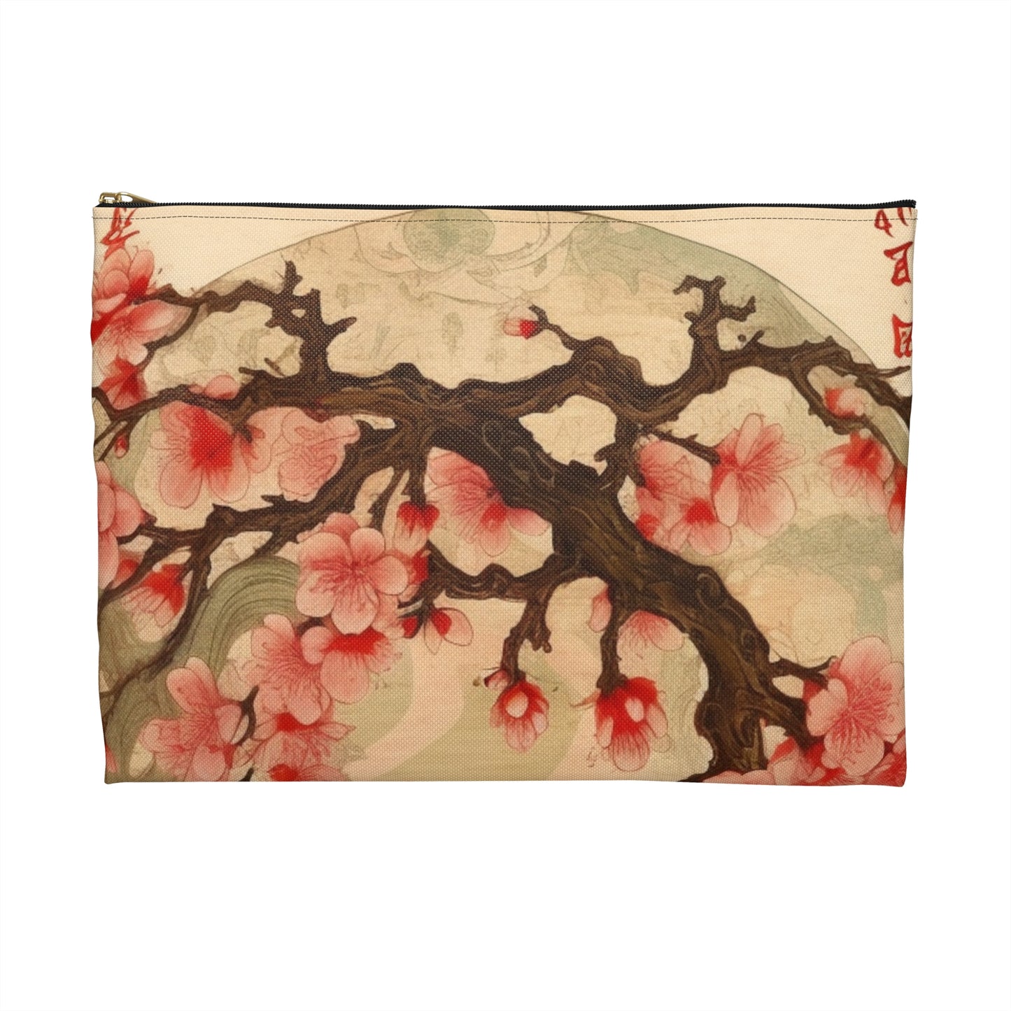 Whimsical Blossom Dreams: Accessory Pouch with Delightful Flower Drawings and Cherry Blossoms