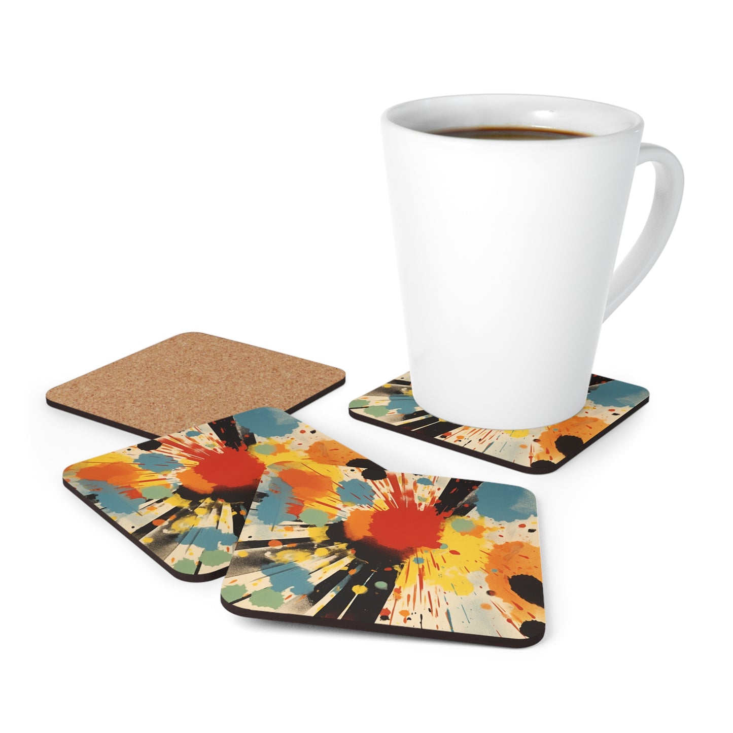 Contemporary Brushstrokes Corkwood Coaster Set