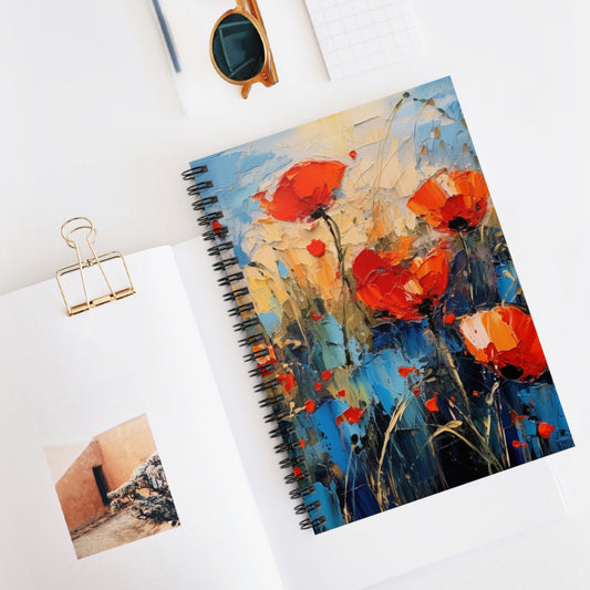 Spiral Notebook Paradise: Abstract Poppy Artwork and Flower Drawings