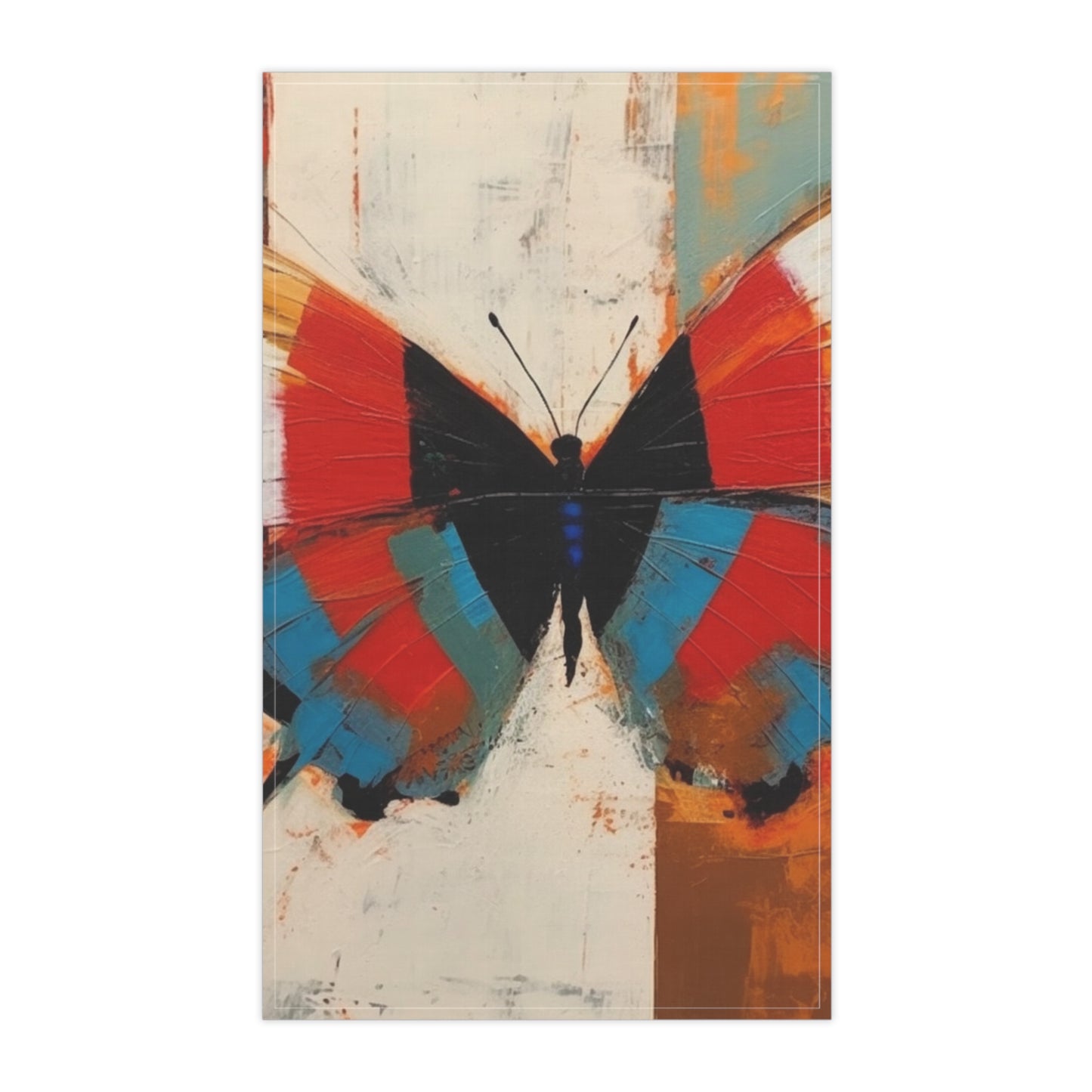 Bauhaus-Inspired Butterfly Symphony: Kitchen Towel with Vibrant Colors and Intricate Details