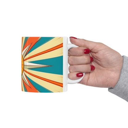 Midcentury Delight: Modern Abstract Art Mug with Starburst Candy Colored Accents for the Perfect Coffee Experience