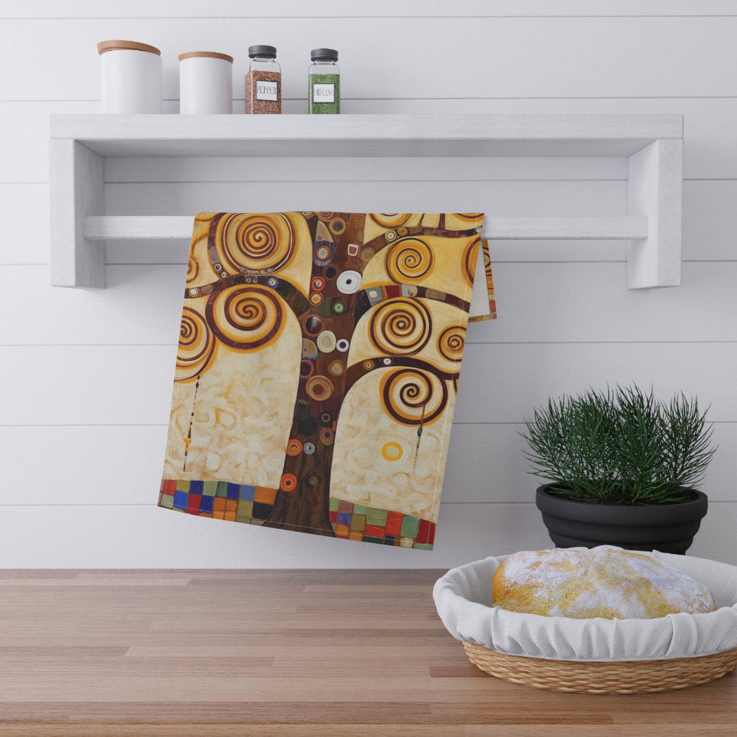 Captivating Artistry: The Tree of Life Kitchen Towel, Inspired by Gustav Klimt's Timeless Masterpiece