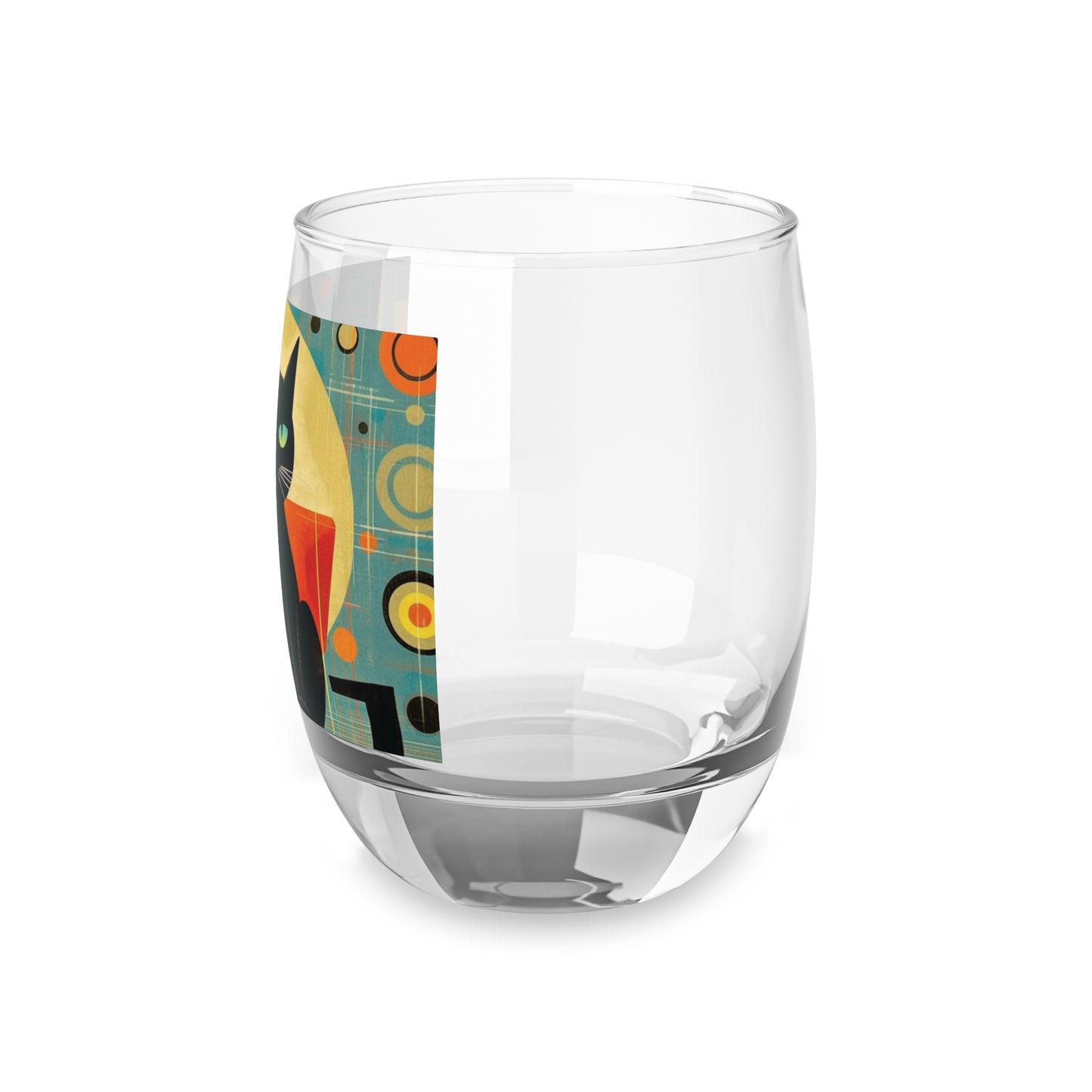 Abstract Cat Expressions: Modern Art-Inspired Midcentury Modern Whiskey Glass with Timeless Atomic Age Design