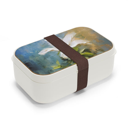 Artistic Fusion: Abstract Oil Painting Jasmine on a Bento Box