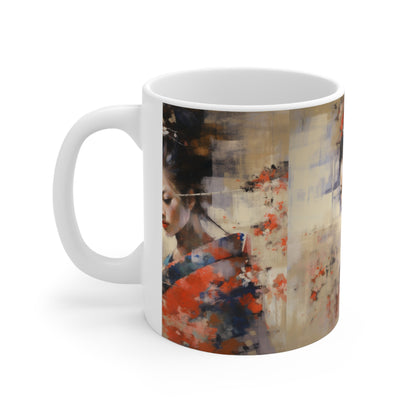 Unleash Your Creativity: Abstract Oil Painting Geisha Ceramic Mug