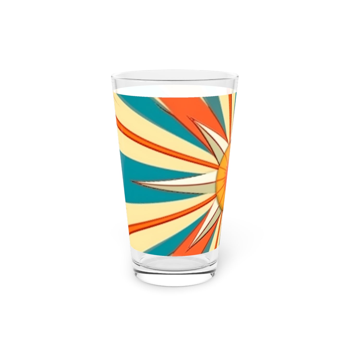 Abstract Art in Starburst Candy Colored Atomic Age Pint Glass