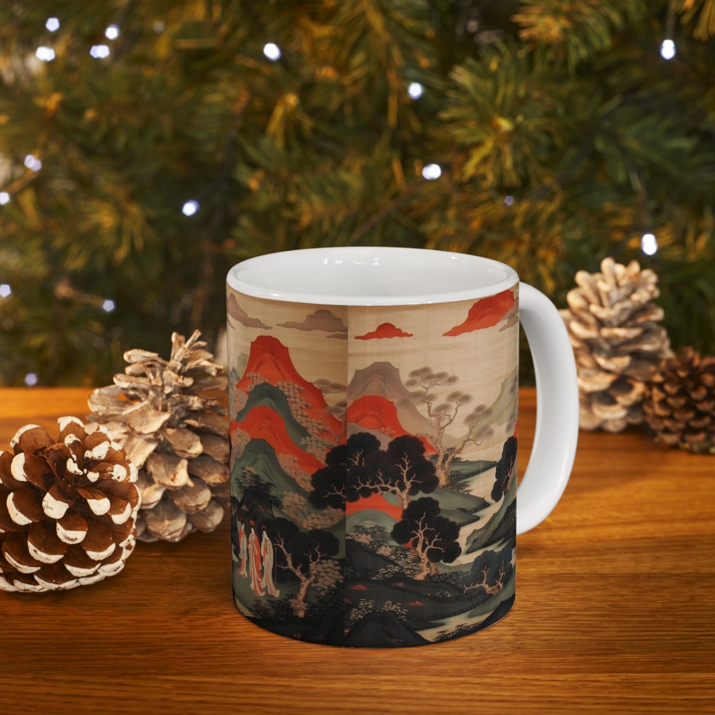 Ceramic Mug: Custom Japanese Tapestry - Infuse Your Coffee Break with Unique Artistic Expression