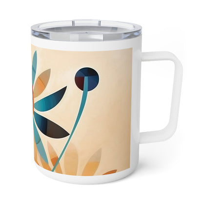 Midcentury Elegance: Vintage Fashion-Inspired Flower Drawings on Insulated Coffee Mug