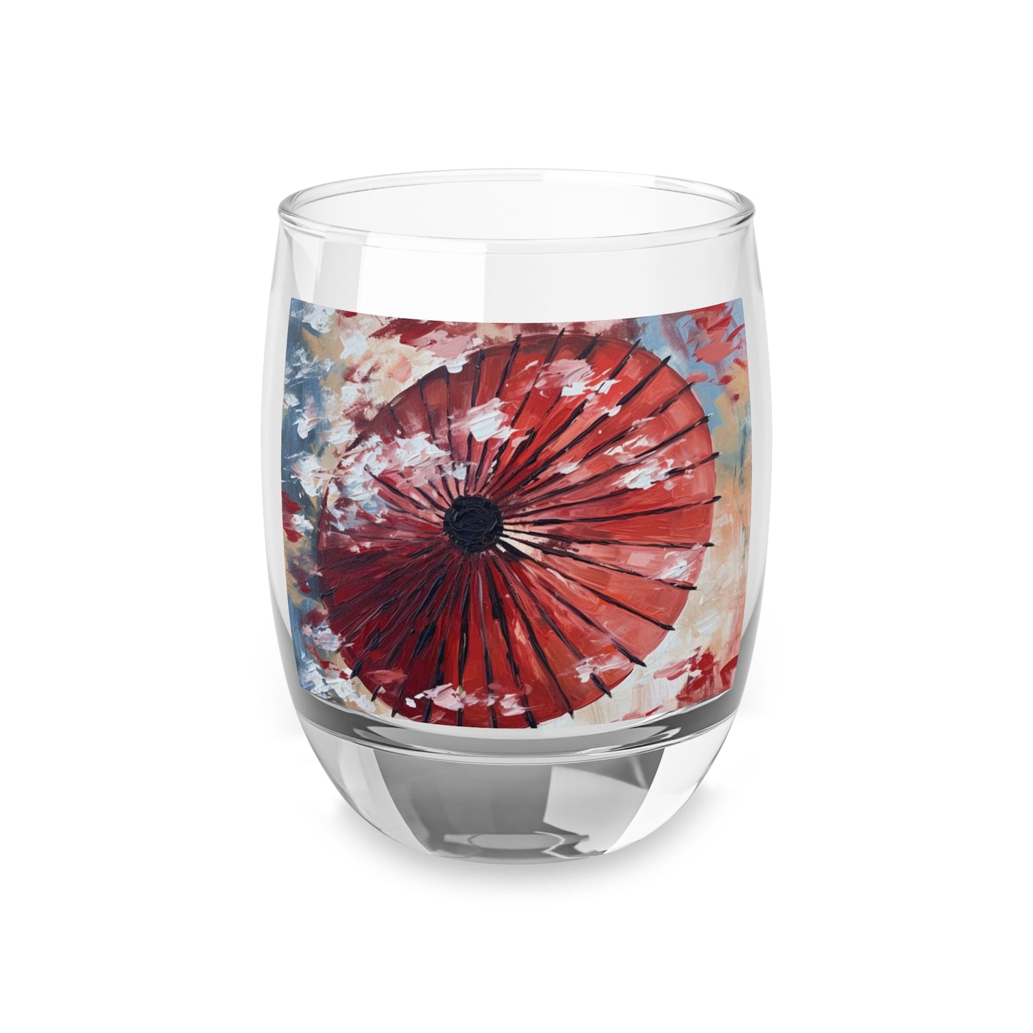 Abstract Japanese Umbrella Painting Whiskey Glass: Unleashing Artistic Beauty