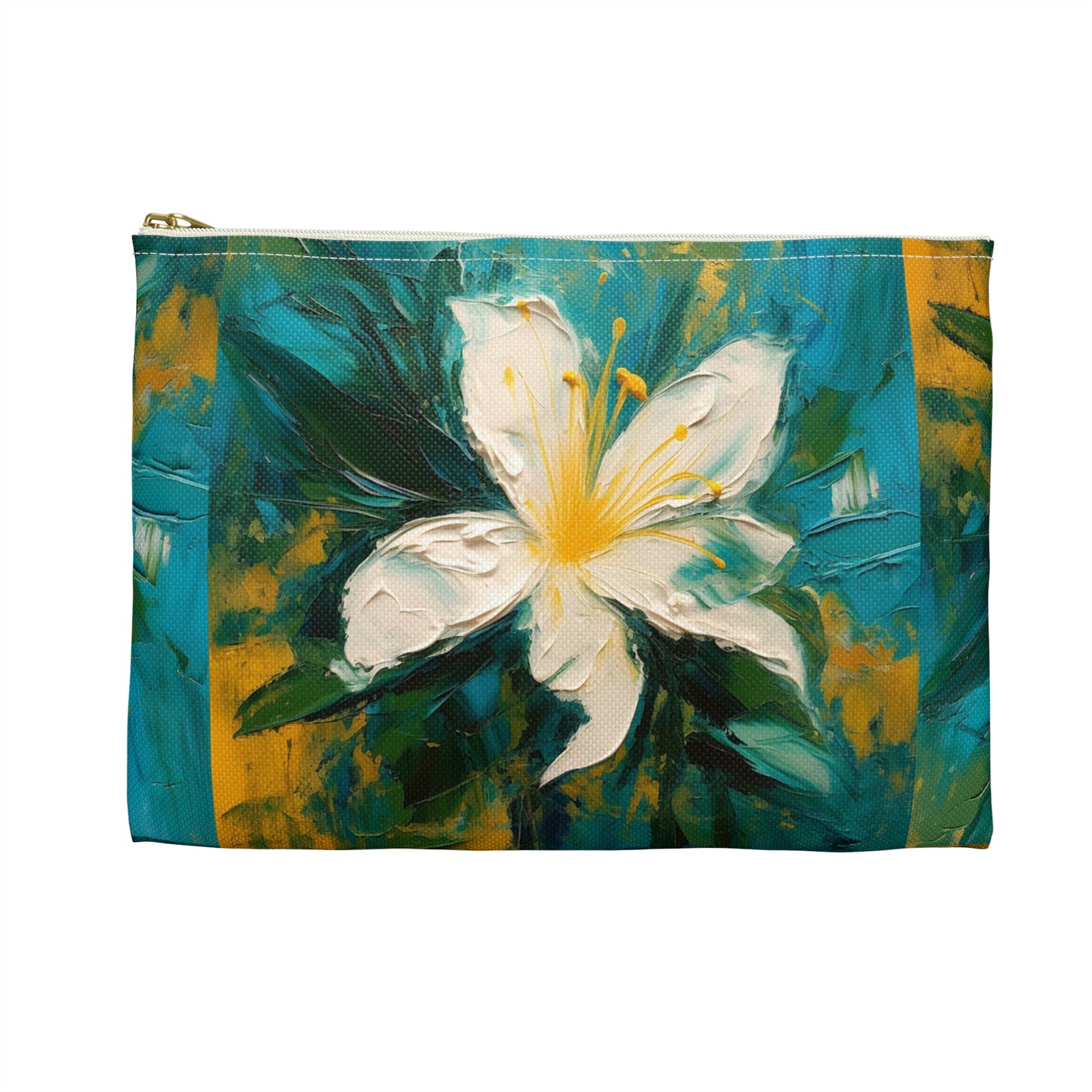 Floral Symphony: Accessory Pouch featuring an Abstract Oil Painting of Jasmine