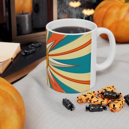 Midcentury Delight: Modern Abstract Art Mug with Starburst Candy Colored Accents for the Perfect Coffee Experience