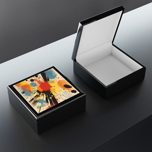 Luminous Brushwork Jewelry Box: Captivating Color Patches in Shape