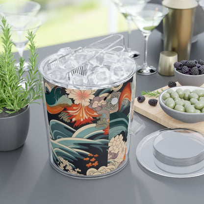 Elegant Kimono Ice Bucket with Tongs: Embrace Japanese Artistry