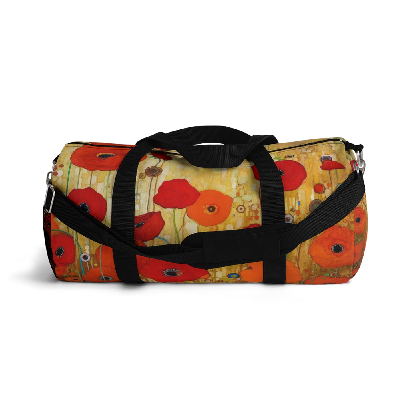 Floral Symphony: Duffel Bag showcasing Gustav Klimt's Poppies in Art Nouveau