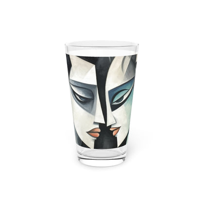 Pint Glass with Cubist Art: Sip with Artistic Finesse and Abstract Flair