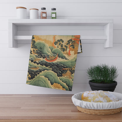 Harmony of the Elements: Japanese Tapestry-Inspired Kitchen Towel