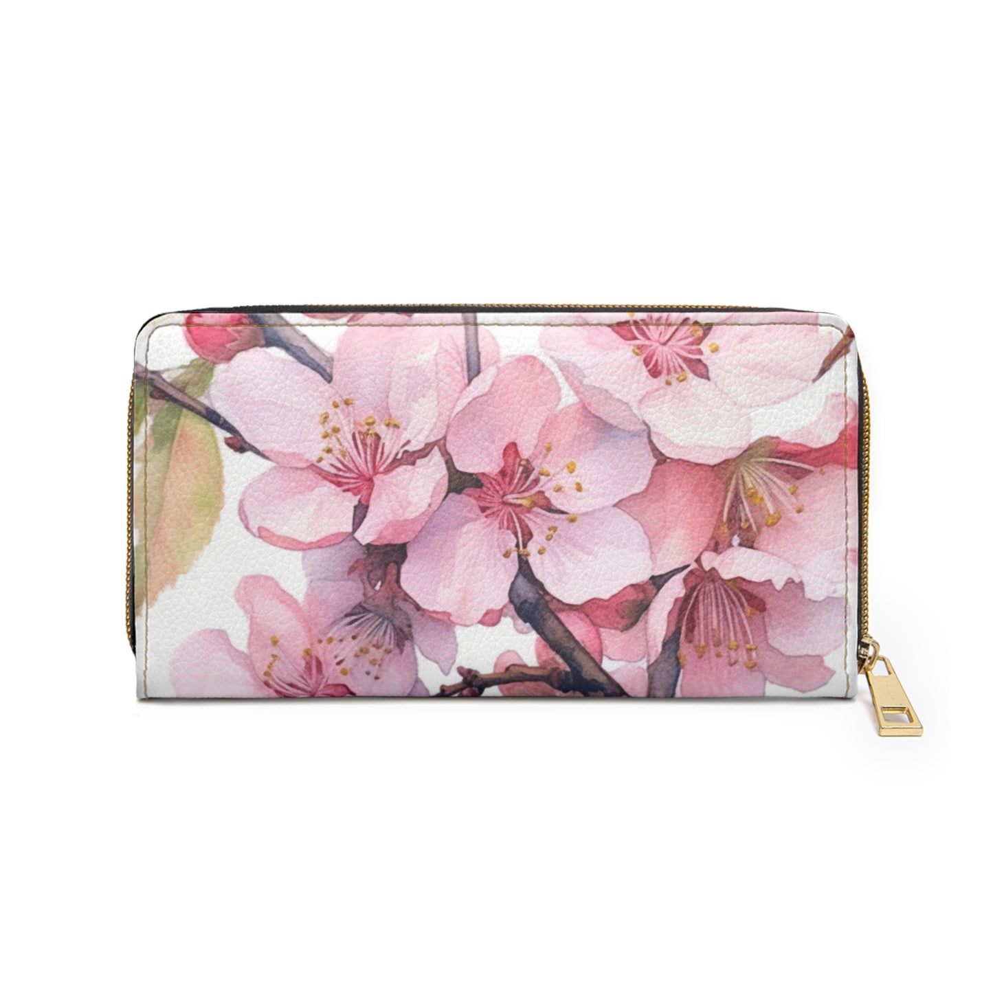 Whimsical Delight: Watercolor Cherry Blossom Tree Zipper Wallet