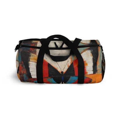 Bauhaus-Inspired Butterfly Symphony: Duffel Bag  with Vibrant Colors and Intricate Details