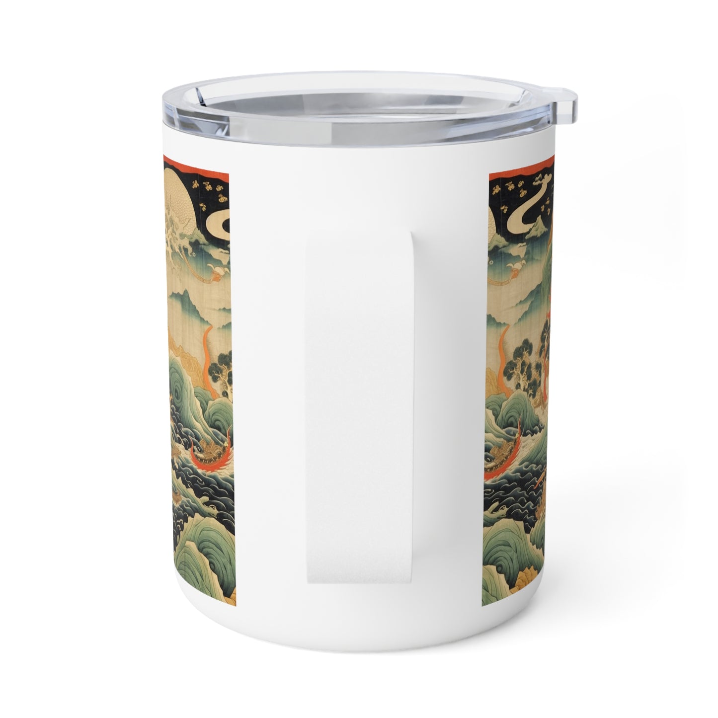 Harmony of the Elements: Japanese Tapestry-Inspired Insulated Coffee Mug, 10 oz