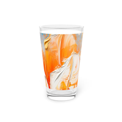 Pint Glass with Vibrant Orange Tulip: Embrace the Beauty of Nature