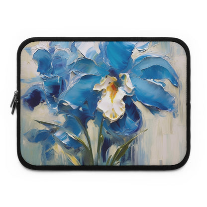 Embrace Artistic Expression with Blue Orchid Abstract Painting Laptop Sleeve