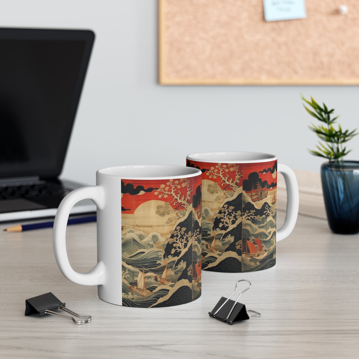 Ceramic Mug: Artistic Fusion - Where Japanese Tapestry Meets the Perfect Coffee Mug