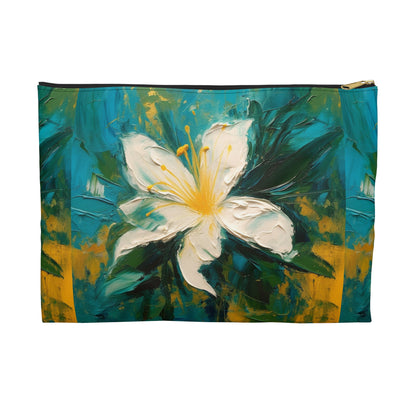 Floral Symphony: Accessory Pouch featuring an Abstract Oil Painting of Jasmine